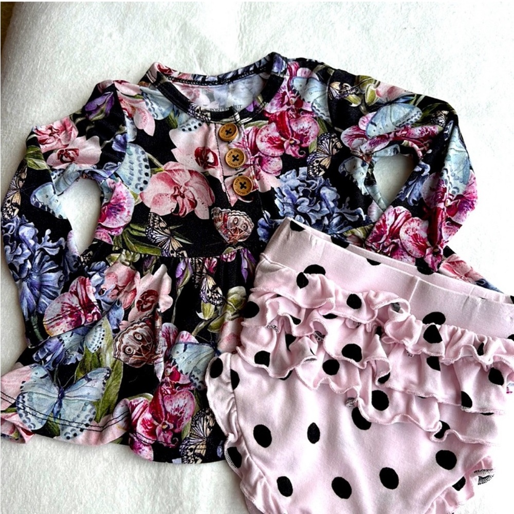 Posh Peanut Peplum Ruffle Bummie Set